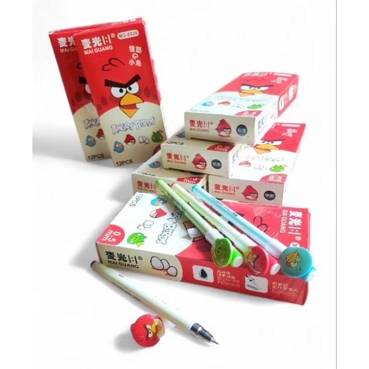 

Pulpen/bulpen/ballpoint/pena Gel Ink 0.5 angry birds isi 12pcs/1 lusin MG 8028
