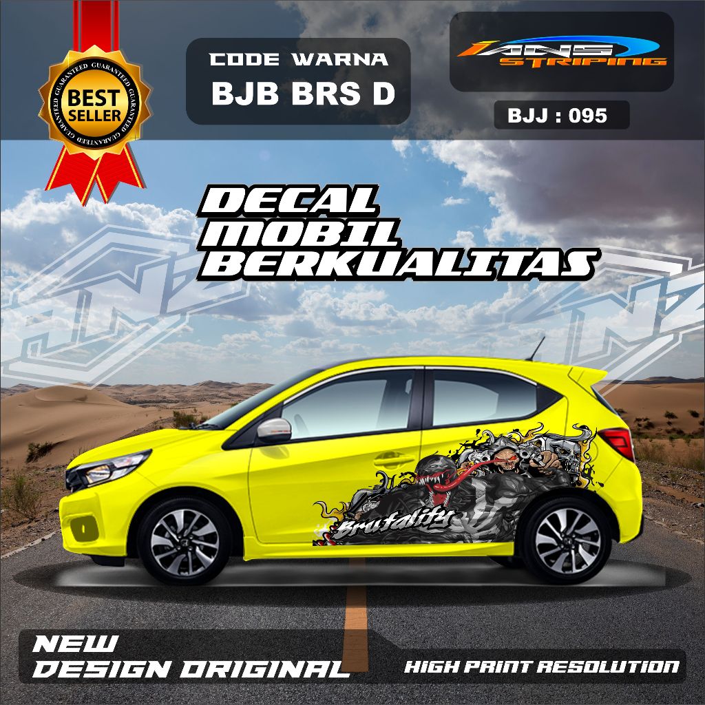 BJB 095 - STIKER VARIASI MOBIL AGYA AYLA BRIO SATYA CITY CAR KARAKTER VENOM
