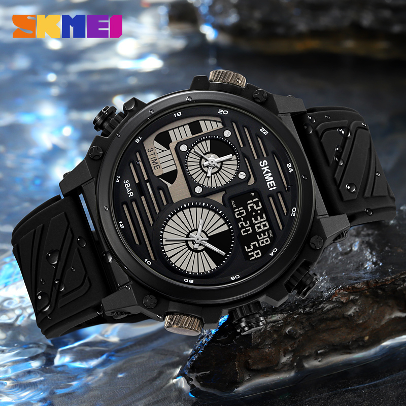 SKMEI 2202 Original Jam Tangan Pria Dual Time Rubber Tahan Air