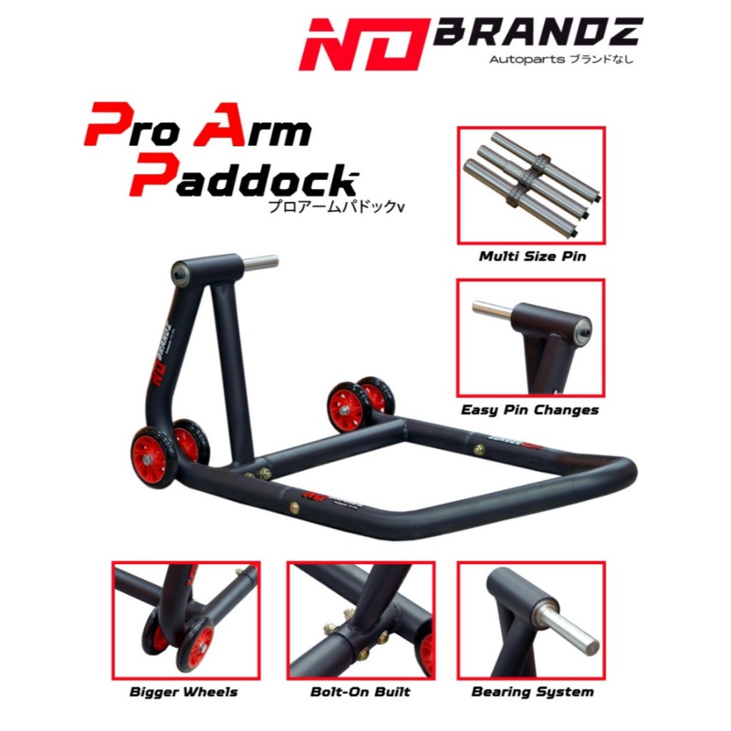 Paddock Belakang (Pin M) SINGLE PRO ARM NO BRANDZ - Cagak Motor Pedok Stand Motor Moge