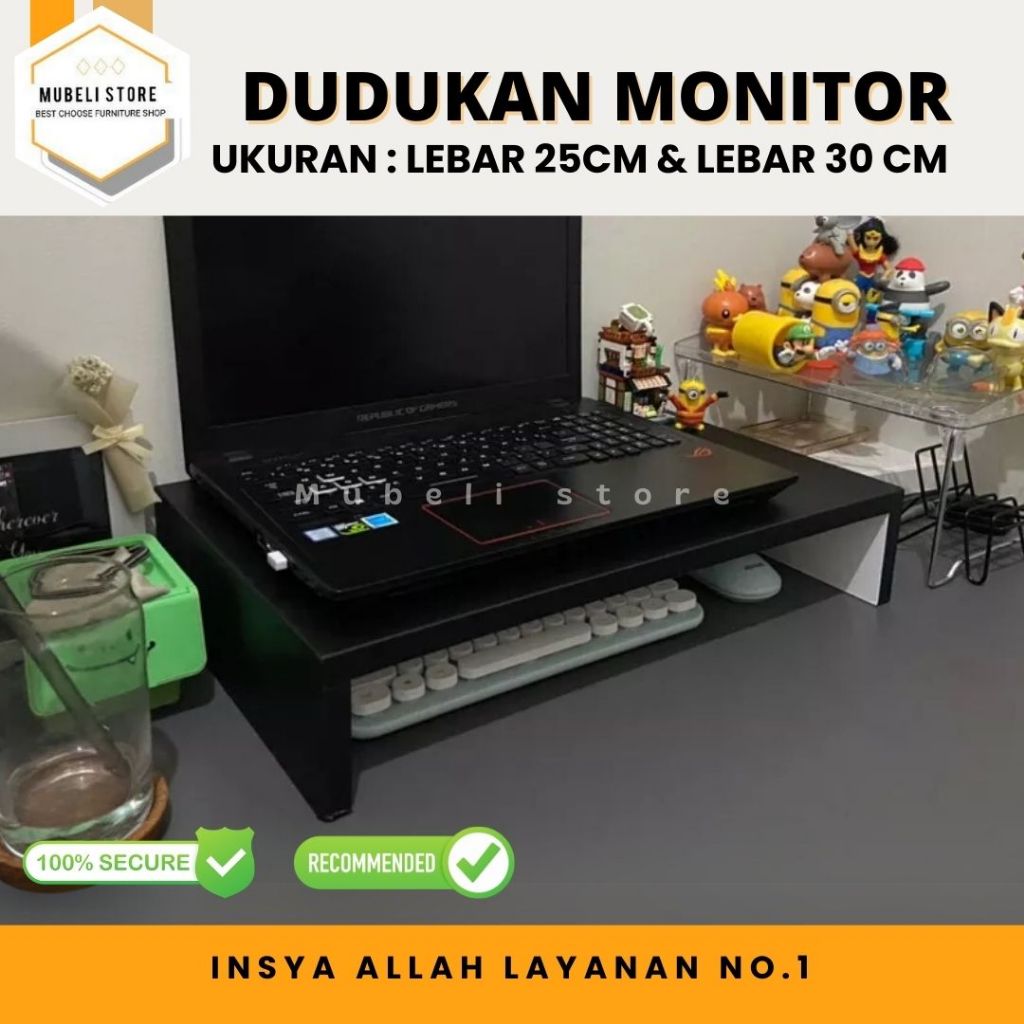Mubeli Store - Laptop Stand Meja Monitor Komputer Tatakan Standing Minimalis Lebar 25 dan 30 cm Kayu