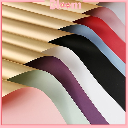 

20 Lembar Flower Wrapping Paper Bi Color Gold Emas 2 Side Kertas Buket Bunga KB02