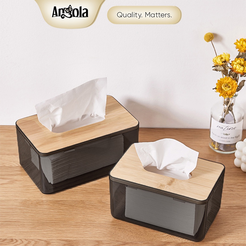 ANGOLA Kotak Tisu Bambu D43 Tissue Box Nordic Style / Kotak Tisu Aesthetic