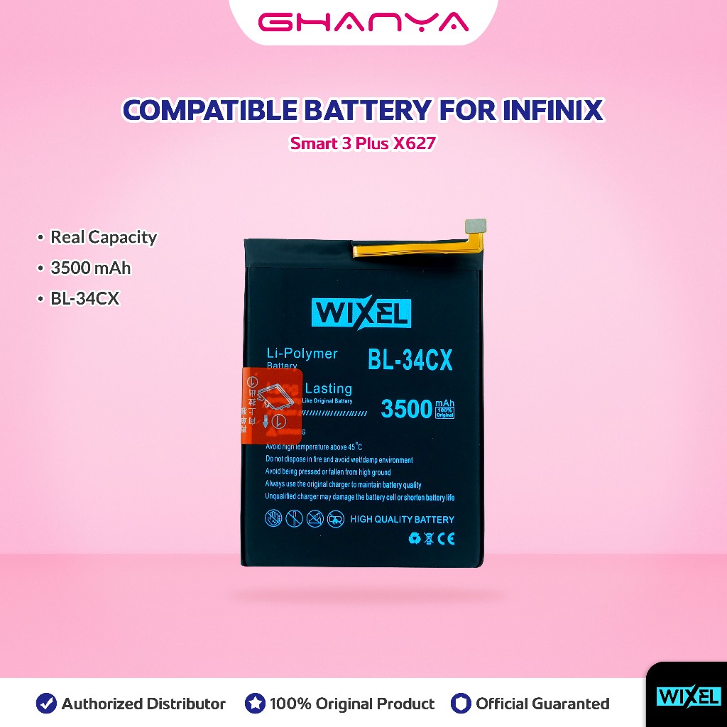 WIXEL Baterai Infinix Smart 3 Plus 3+ X627 BL-34CX Double Power Real Capacity Batre Batrai Battery D