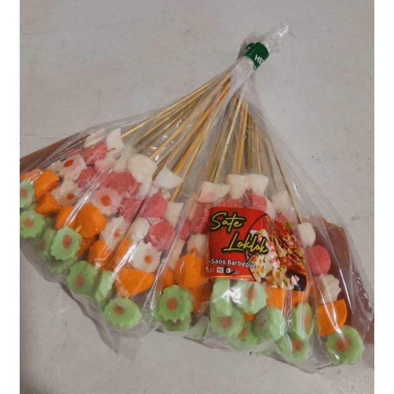 

sate lok lok / satay olahan ikan / sate olahan seafood / sate bbq / sate halal