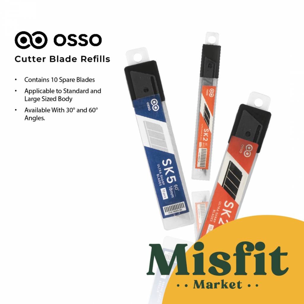 

OSSO Cutter Blade Refill 9 18 mm SK2 SK5 Isi Ulang Pisau 30 60 Derajat Catter Pisau L500 A300 L150 K*nko D*li Jo*yko