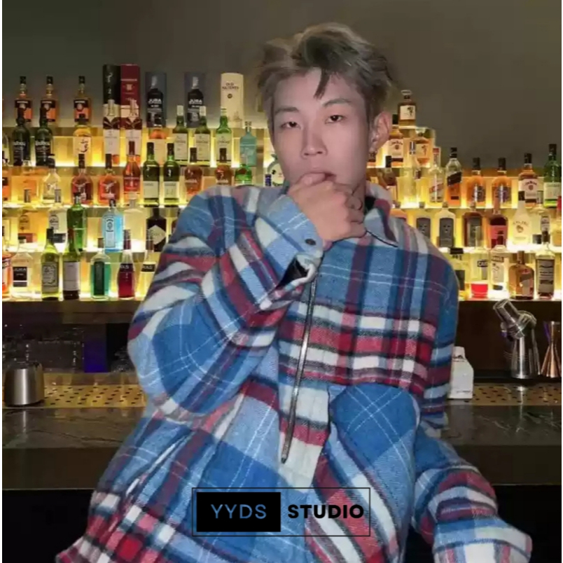 WE11 DONE SEOUL Half Zipper Plaid loose casual wool shirt