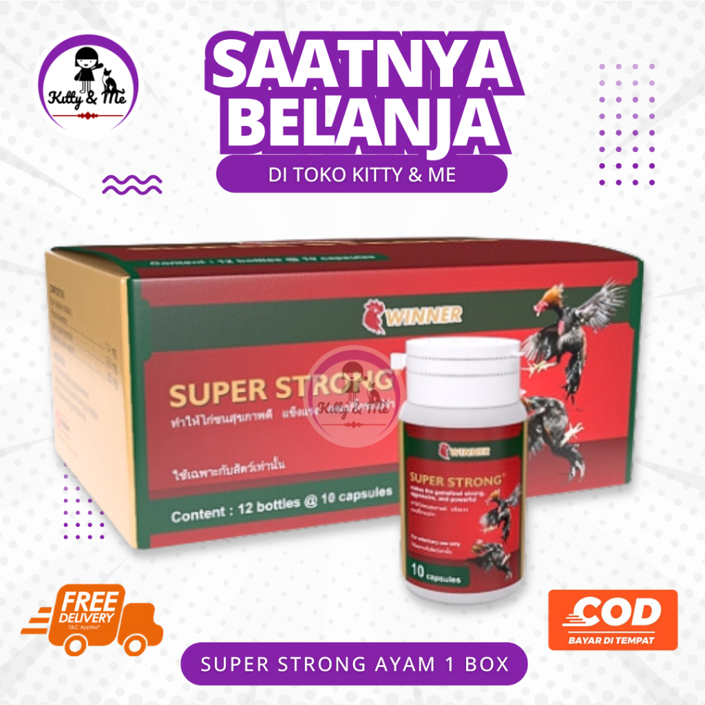 SUPER STRONG AYAM 1 BOX (12 BOTOL 10 KAPSUL) - Suplemen Vitamin Multivitamin Ayam Aduan