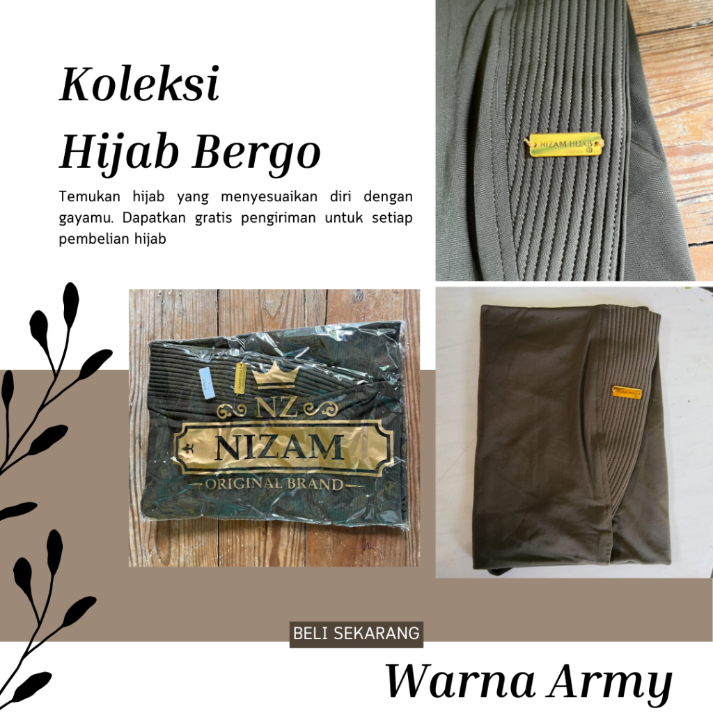 Nizam Hijab Bergo Warna Army