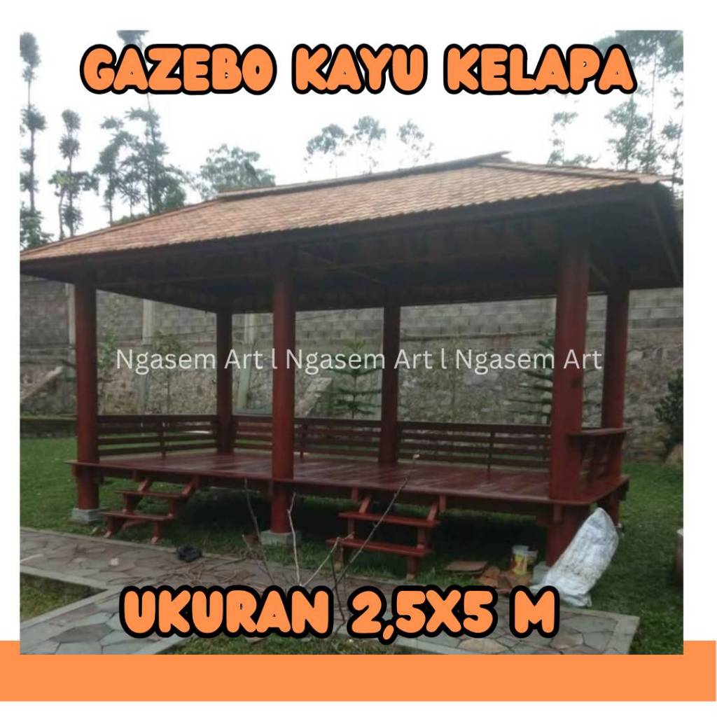 SAUNG GASEBO TAMAN UKURAN BESAR l GAZEBO KAYU KELAPA