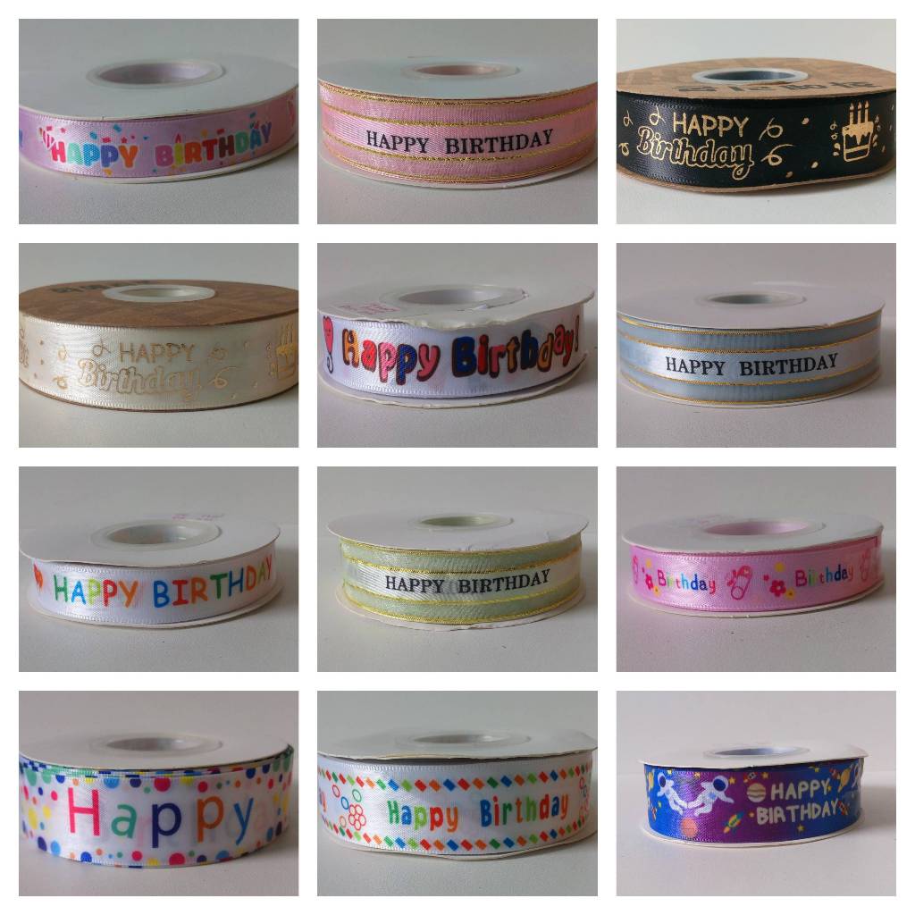 

Pita Ultah Ulang Tahun Birthday Ribbon Aksesoris Hampers Souvenir Pesta 1.5CM 2.5CM 25YARD 50YARD