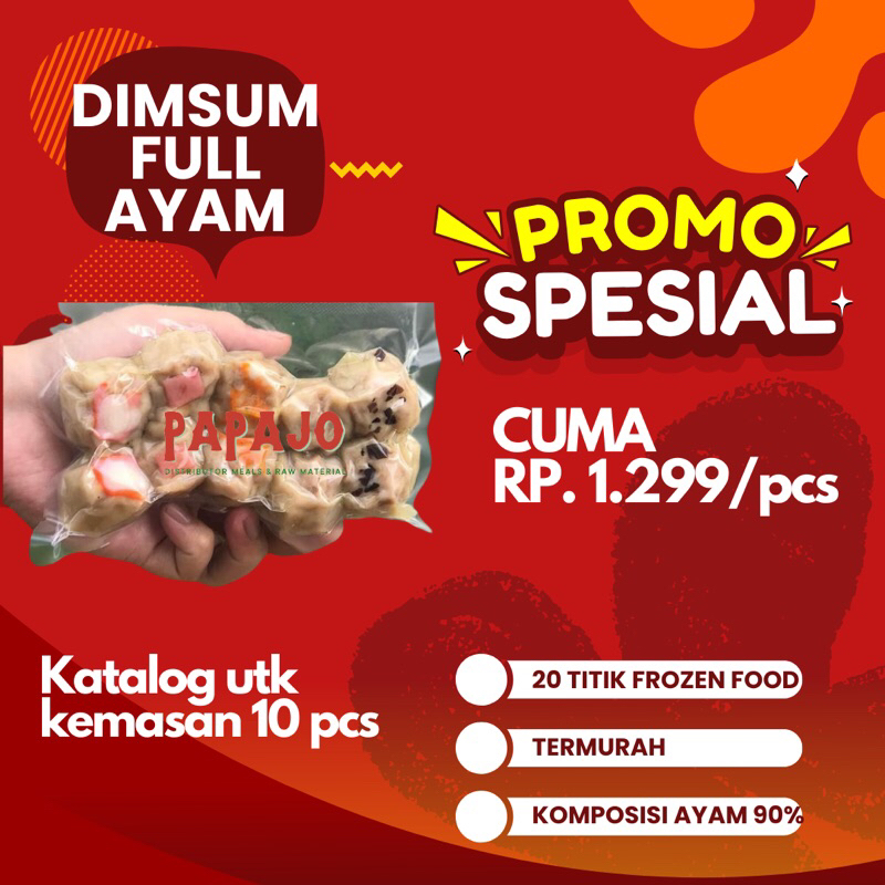

DIMSUM MINI KEMASAN ISI 10 PCS/ DIMSUM FULL AYAM 90%/ DIMSUM TERMURAH SERIBUAN/ DIMSUM FROZEN TERLARIS
