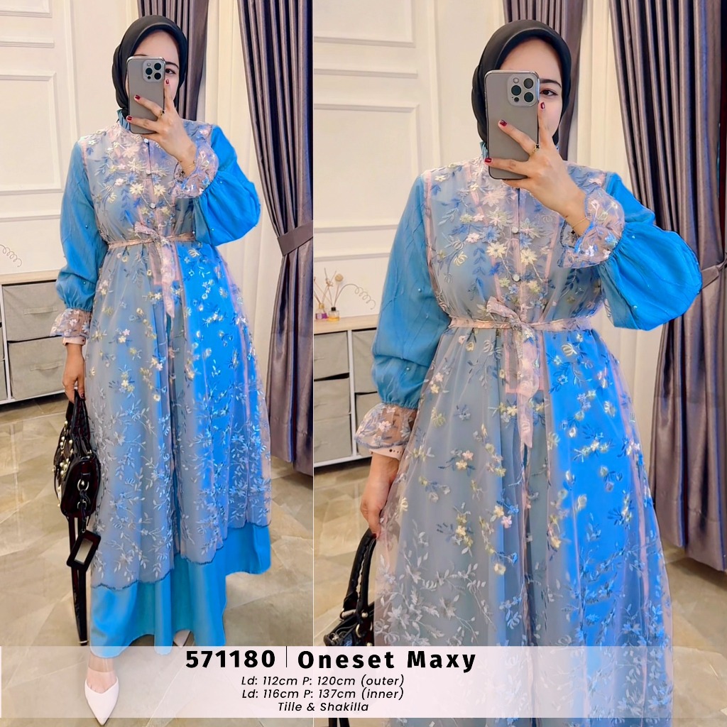 EXTU HERITAGE - Melody Onset Maxy Dress Tile Premium Elegan, Busui Friendly, Best Seller - 571180
