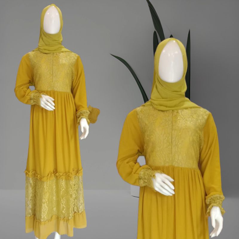 Berika Jumbo/maxi dress/gamis brukat/busana muslim/ceruti babydoll