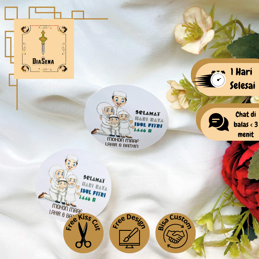 

9-15 Diasena Sticker Label Selamat Idul Fitri Free Desain Stiker Bulat Gift Ramadhan Eid Fitri