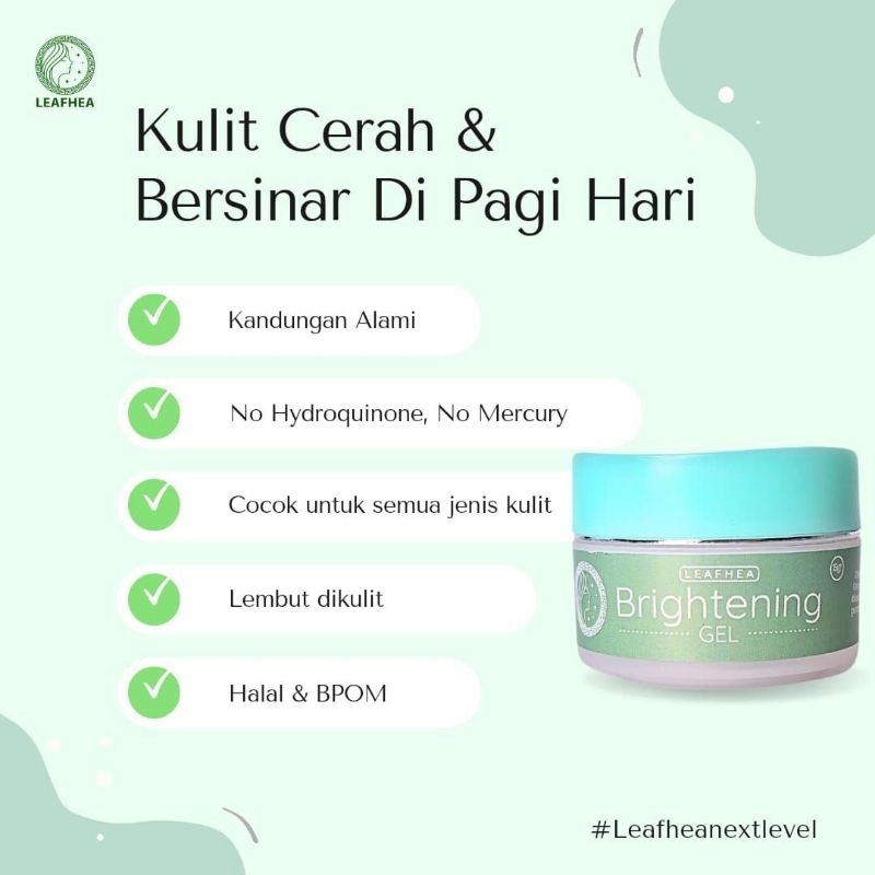 (BPOM) Brightening gell cream malam leafhea,mencerahkan,glowing,menyamarkan flek hitam,mencegah penu