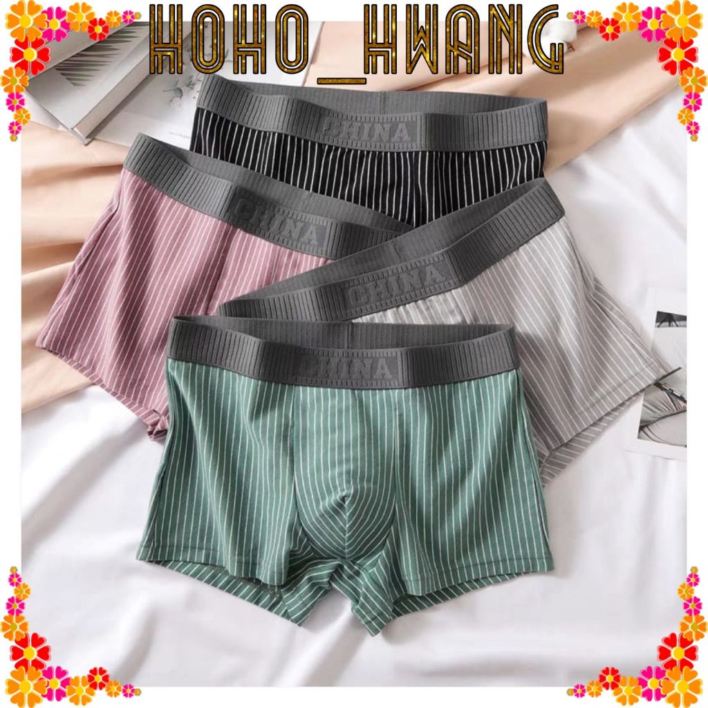 HOHO_HWANG (C-213) Boxer Pria Celana Dalam Pria bahan katun Pinggang Karet