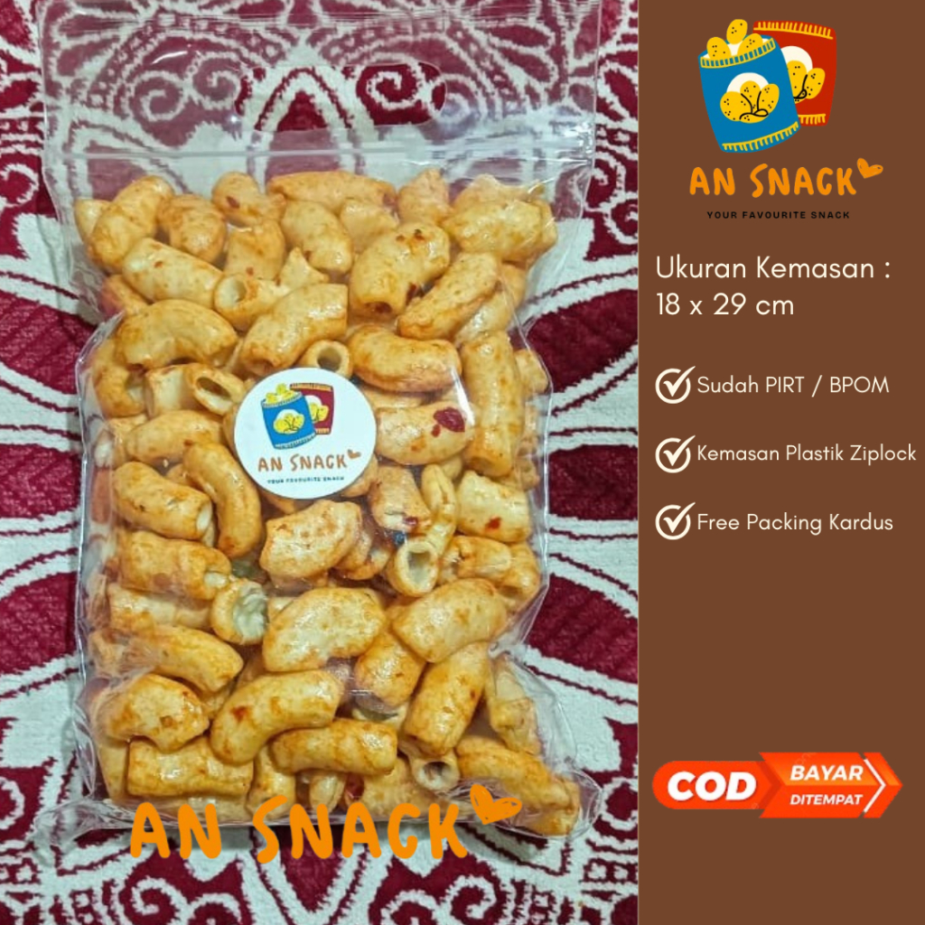 

AN SNACK - MAKARONI BUMBU RUJAK PEDAS MANIS 145GR 10.000 - MACARONI RUJAK - SNACK KEKINIAN