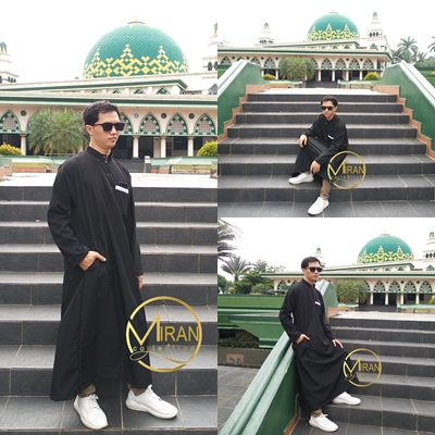 Baju Gamis Hitam Laki Laki Remaja Slimfit Jubah Koko Pria Lengan Panjang Jumbo XXL LD 120 Terbaru