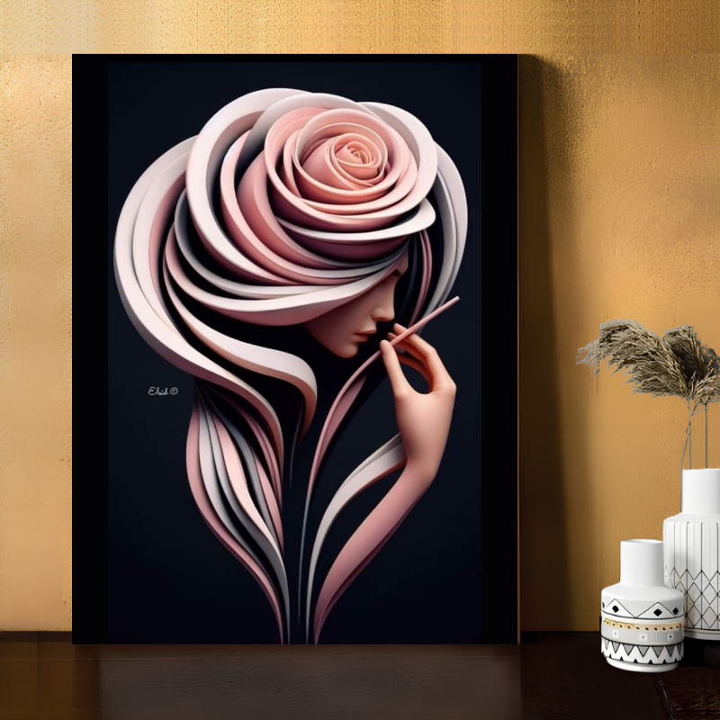 Poster Gambar 3D Motif Bunga Hiasan Dinding Bahan MDF Gb31