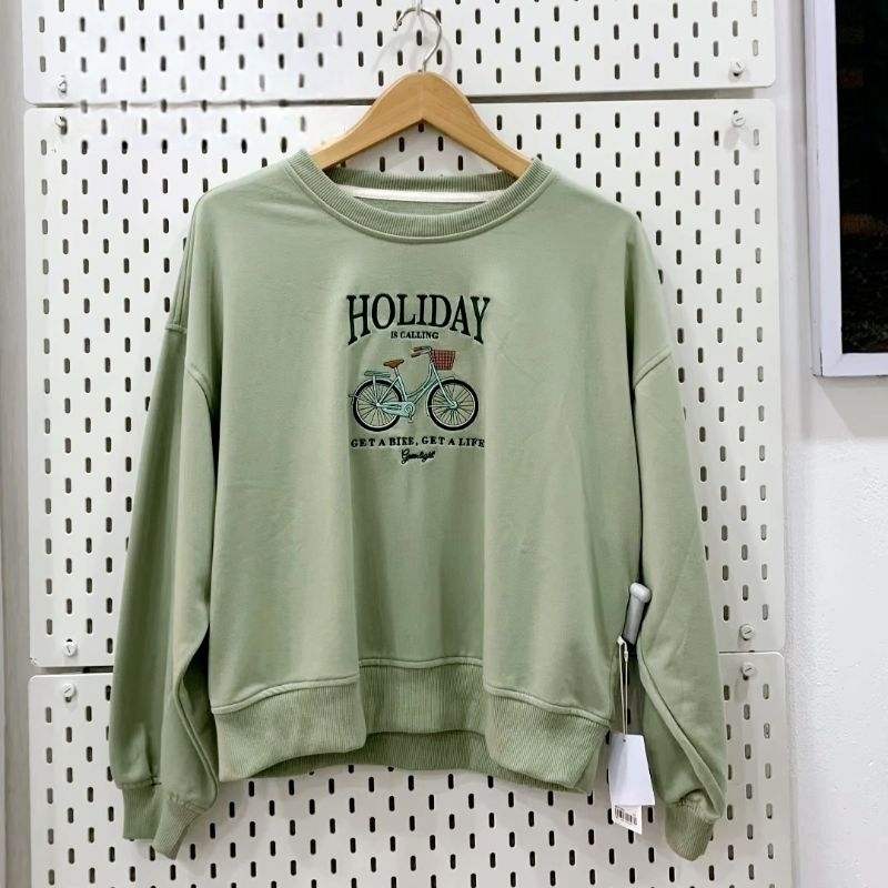 Jaket Wanita Greenlight Sweater Crewneck Baby Terry Chiharu Original
