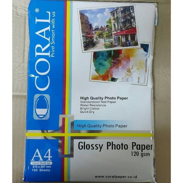 

Ready KERTAS FOTO GLOSSY A4 12 GSM CORAL GLOSSY PHOTO PAPER L5