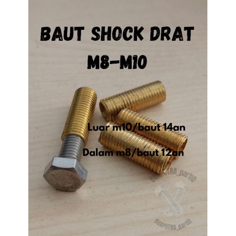 Baut SOK drat M8-M10 baut SHOK SHOCK DOL SLEK pengganti lubang baut aus rusak baut ulir luar