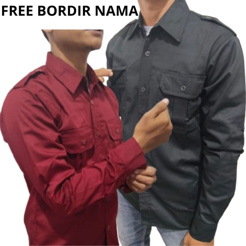 Baju pdh pdl pria wanita lengan panjang gratis bordir nama