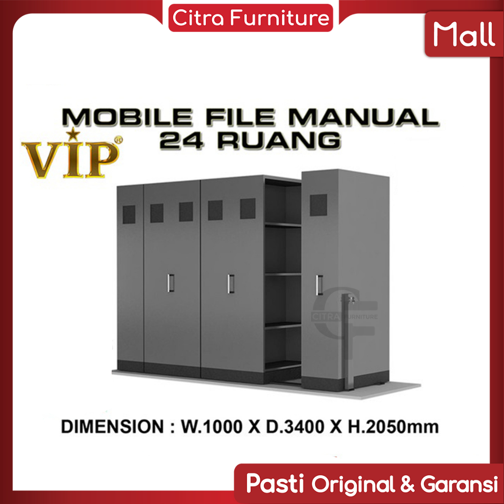 VIP® Mobile File Manual Sistem Roll O Pack 24 Compartment Lemari Arsip - Plat 0.8mm