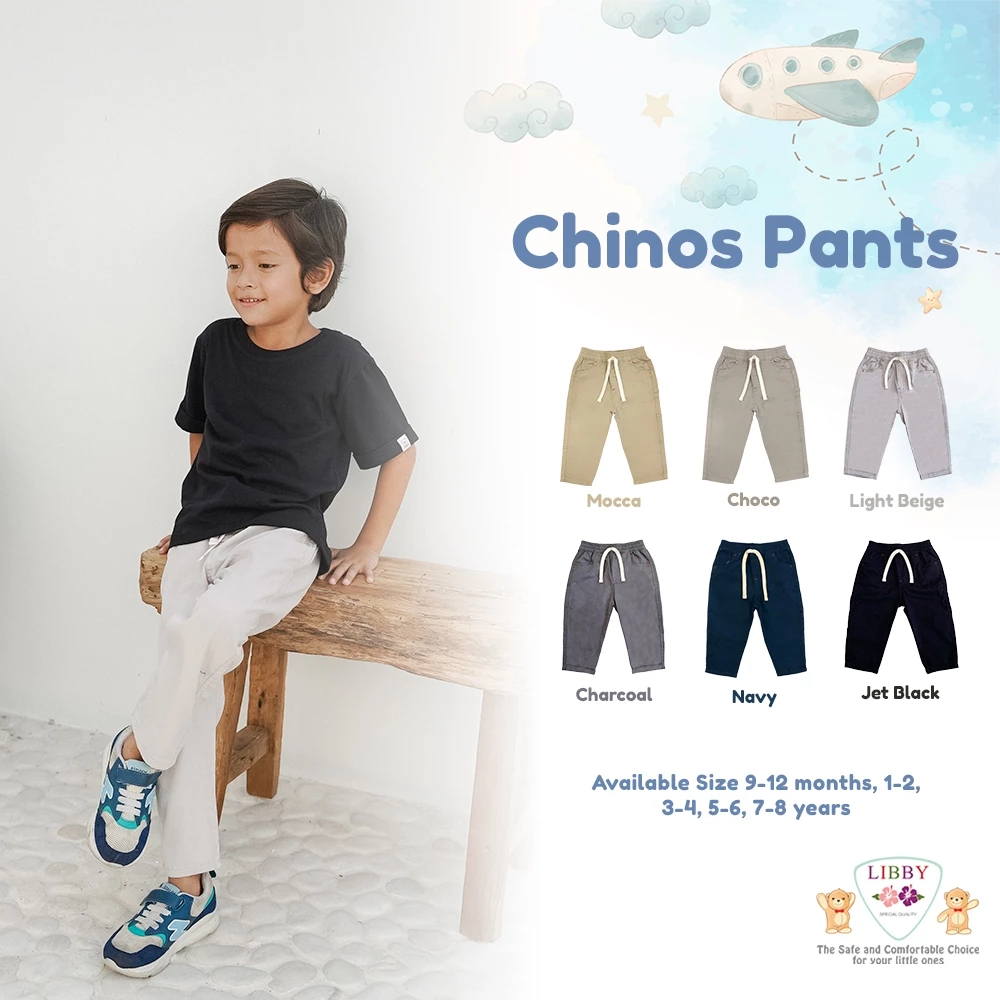 Libby Long Chinos Anak Short Chinos Celana Panjang Chinos Anak Laki Laki 9 Bulan - 4 Tahun