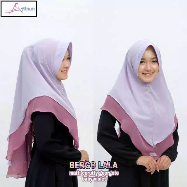 Baru Ainun Hijab Khimar Lala Kerudung Khimar Layer Two Tone Ceruty Premium
