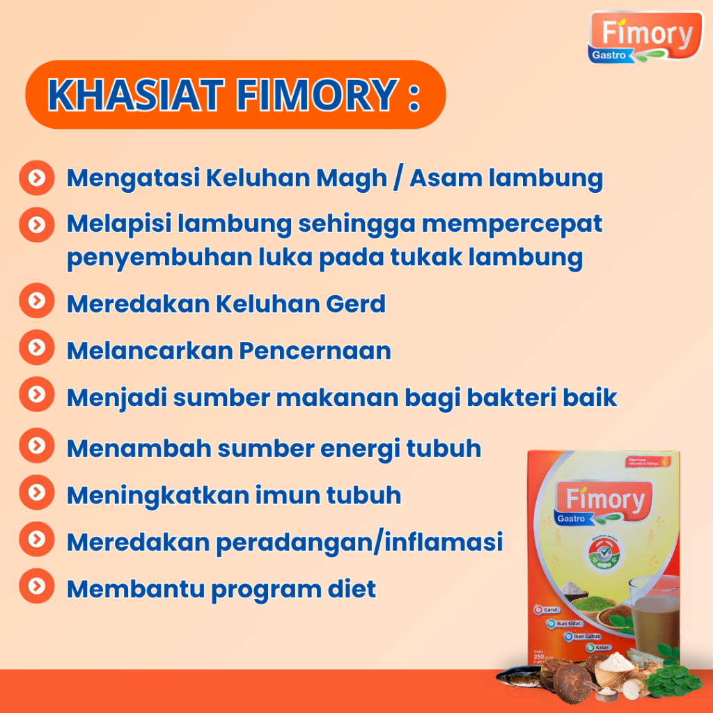 

RB Fimory Gastro - Minuman Nutrasetikal Umbi Garut Bantu Atasi Asam Lambung, Maag & GERD