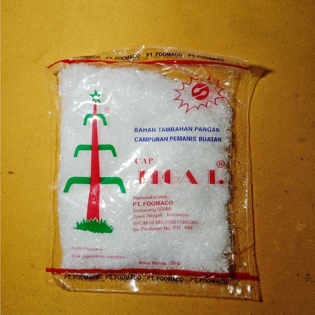 

SODIUM PEMANIS BUATAN CAP TIGA TEBU PER BUNGKUS 25 GRAM