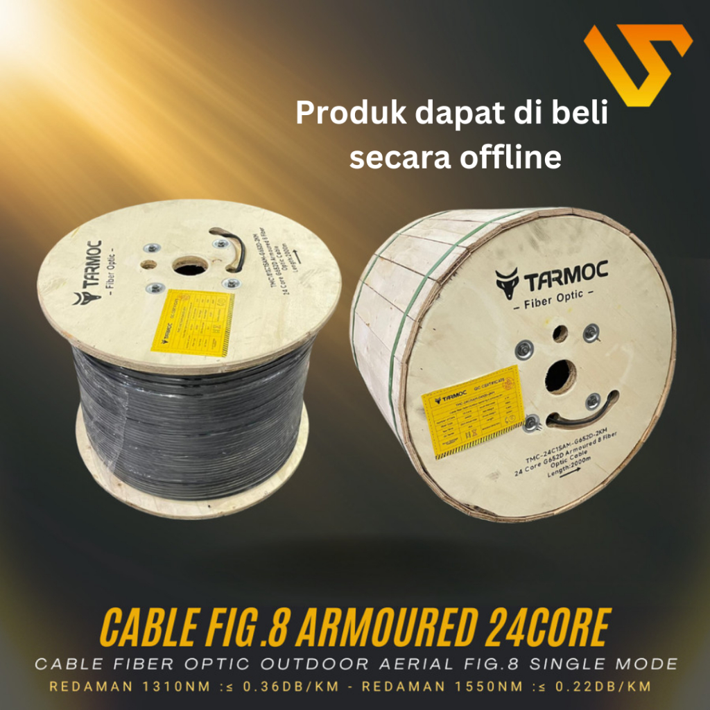 Tarmoc Fiber Optic Cable Fig 8 Armoured 24 Core 2000m | Kabel Fiber Optik Fig8 armored Indoor Outdoo