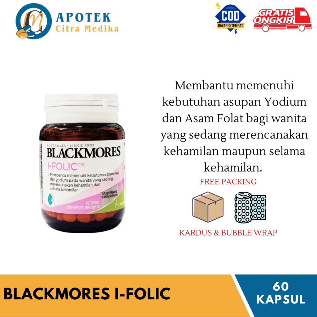 Blackmores 𝐈-𝐅𝐎𝐋𝐈𝐂 𝐈𝐒𝐈 𝟔𝟎 𝐓𝐀𝐁𝐋𝐄𝐓 - Suplemen Asam Folat Untuk Promil