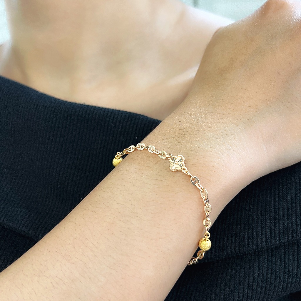Gelang Emas Kadar 375 (8K) model VC Clover berat 2 - 5 gram an