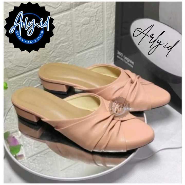 sepatu sandal wanita  flat shoes hak 3 cm kekinian trendi