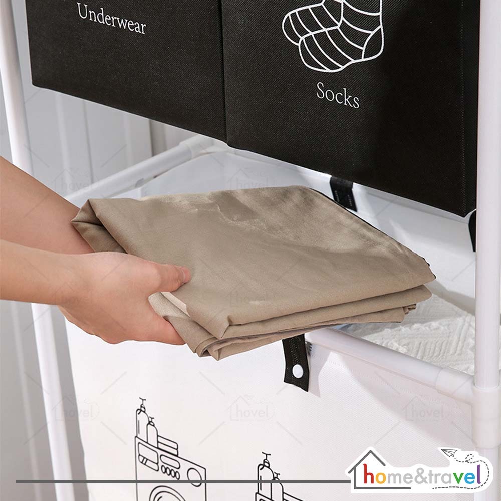 Laundry Basket Rak Tempat Keranjang Baju Kotor Roda Susun Serbaguna Minimalis