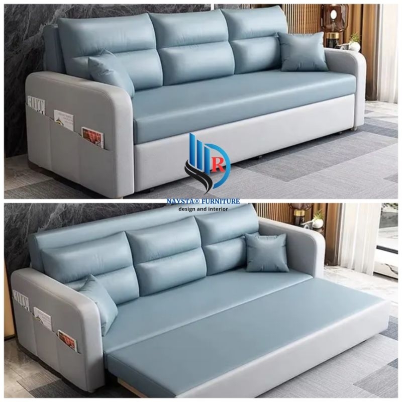 sofa bed minimalis modern sofa 3 in 1 bahan kulit premium