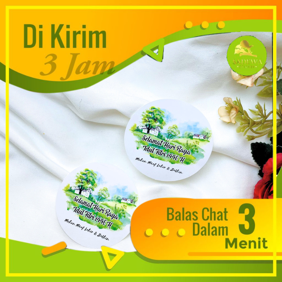 

2-4 Sadewa Sticker Label Lebaran Stiker Idul Fitri Bentuk Bulat Free Desain Custom Uk.Kecil Ramadan