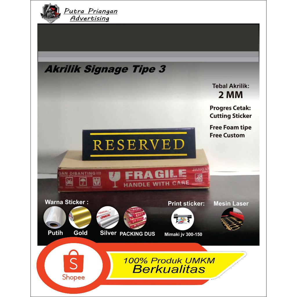 

Akrilik RESERVED Acrylic kasir acrylic signage custom