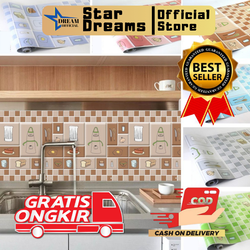 Anti Api Air & Minyak Wallpaper Dapur Kitchen Set Kamar Mandi Wallpaper Premium Foil 5m