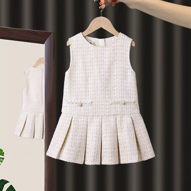DRESS KUTUNG TWEED MUTIARA / DRESS TWEED ANAK / DRESS FORMAL ANAK
