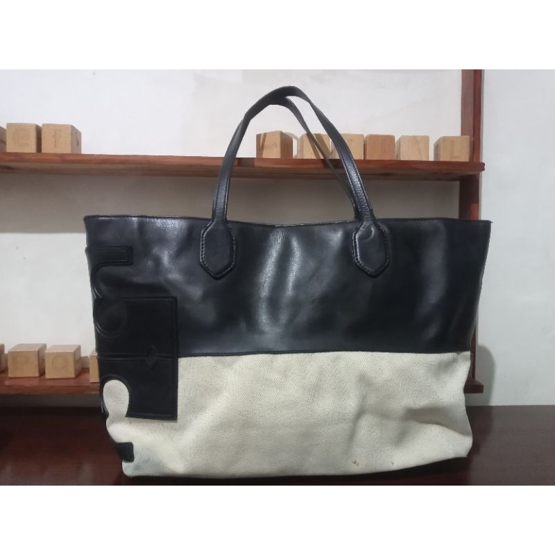 tas tory burch kulit mix kanvas pl