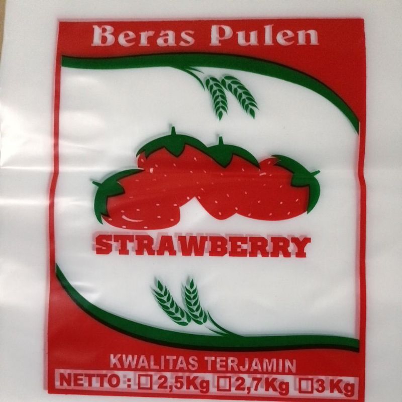 plastik kemasan beras strawberi 2,5kg 2,7 kg /3kg