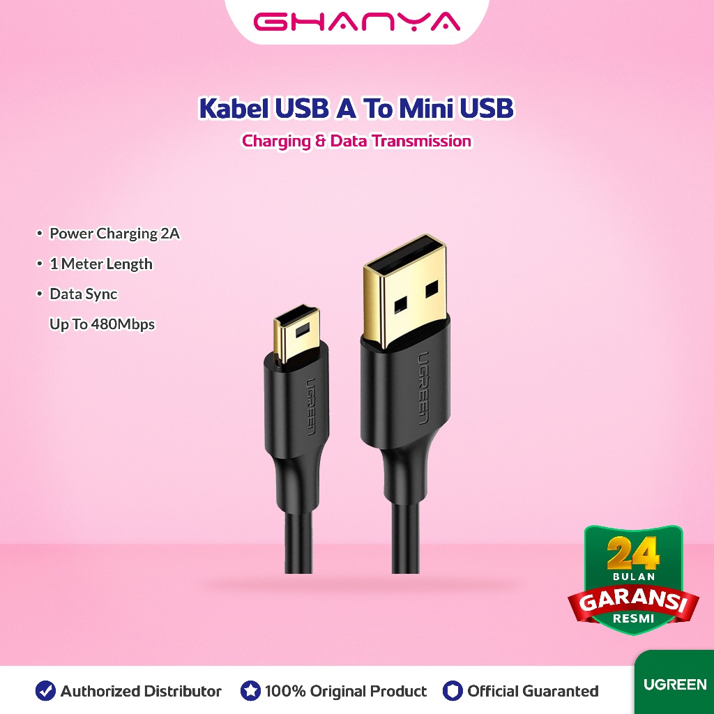 UGREEN Kabel Data Mini USB 5 Pin to USB 2.0 for Harddisk 1 Meter 2 A 10355