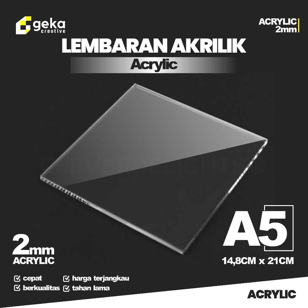 

Lembaran Akrilik A5 2mm / Acrylic Sheet Clear / Akrilik Warna