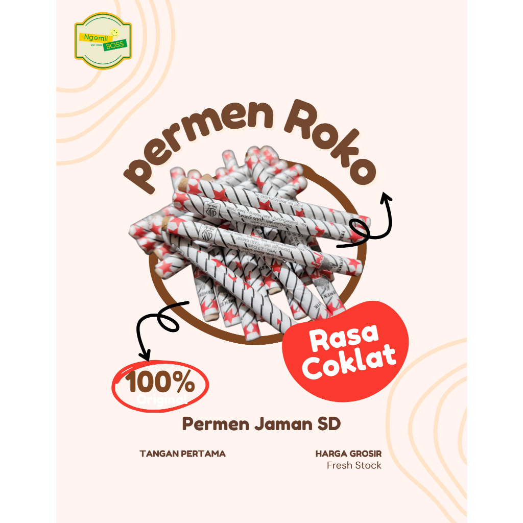 

Permen Roko - Permen Jadul Coklat Stik Bentuk Roko - 20pcs