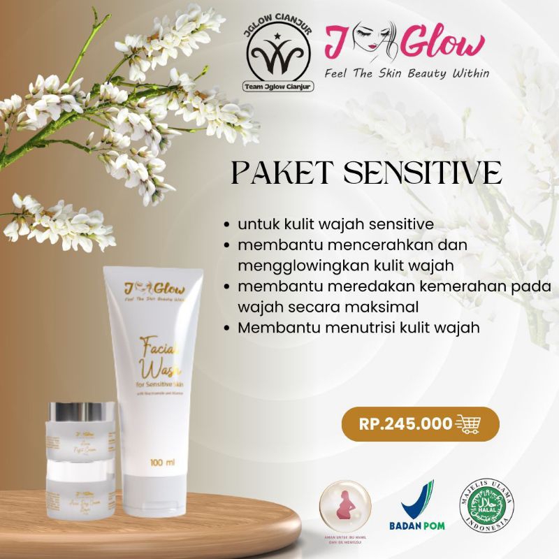 J-Glow - Kulit sensitive whitening, wajah merah, alergi, berjerawat,bekas jerawat memutihkan mencera