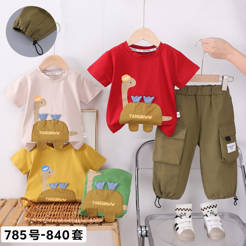 [COD] SETELAN CELANA CARGO PANJANG SIZE 1-4 TAHUN IMPORT PREMIUM - STELAN CELANA MOTIF DINO BALL ANA